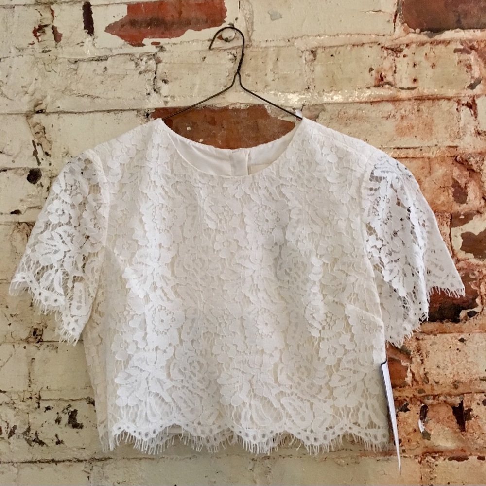 Jcrew Short Sleeve Lace Crop Bridal Top 4